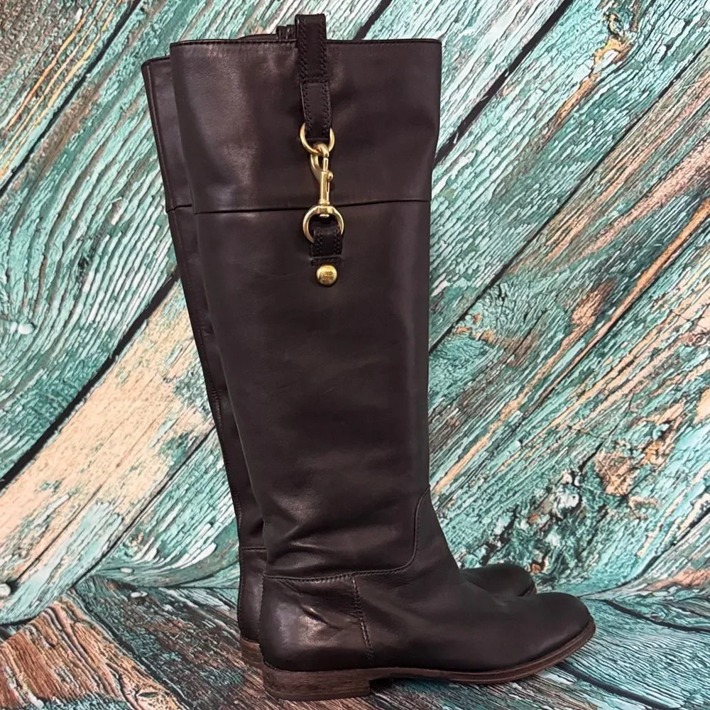 Coach Black Over the Knee Leather Boots